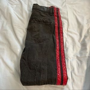 Urban Outfitters black denim jeans with red leather details